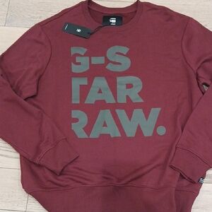 G-Star RAW Men's Maroon Crewneck Sweater, XXL, NEW